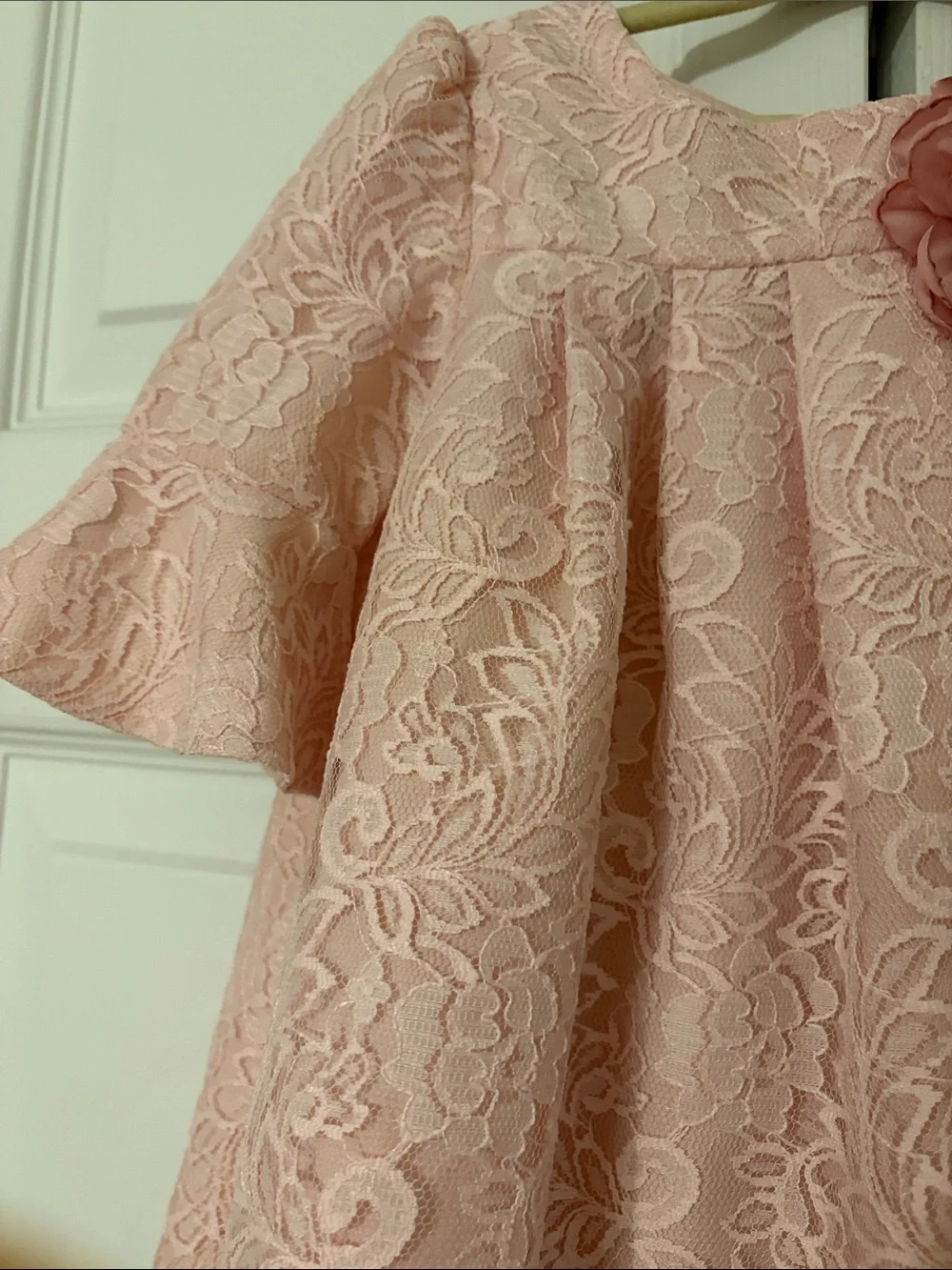 Laura Ashley London Girls Lace Bell Sleeve Dress Delicate Pink 12 Months EUC